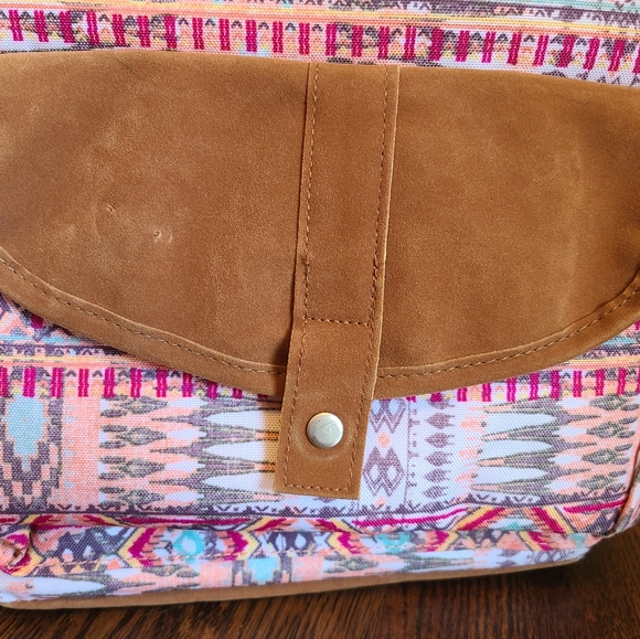 Roxy Peach Southwest Style Backpack with Suede Bottom & Laptop Sleeve - Picture 3 of 12
